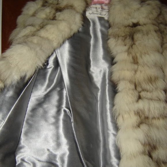 Womens Vintage Fluffy Fox Fur Jacket Coat S Small Ilyse Furs Paris New York - Picture 3 of 5